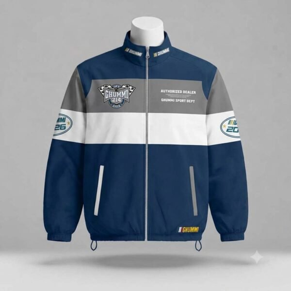 BLUE GOLD VARSITY JACKET — BACK PRINT