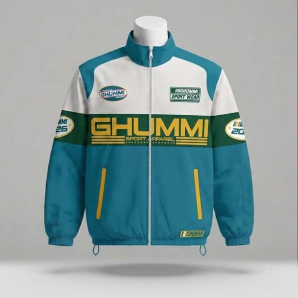 TEAL CREST VARSITY JACKET — BACK PRINT
